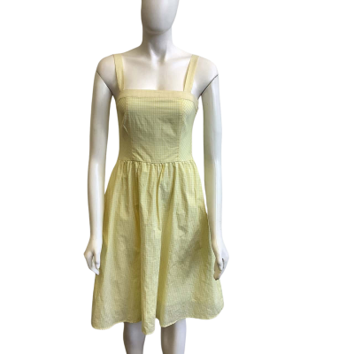 Blue Juice Women's Size 8 Sleeveless Midi Dress Yellow Checked 