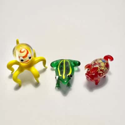 Murano Style Handmade Glass Animal Figurines Set of 3