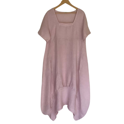 Pure Lino. Made in Italy.  Soft Pink Oversize Dress   Size 16- 18