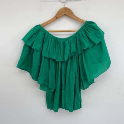 Leon & Harper Green Organic Cotton SHort Sleeve Top Size S 