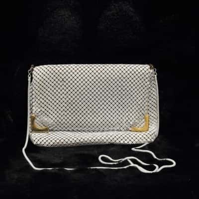  Womens Gold / White mesh cross body bag 