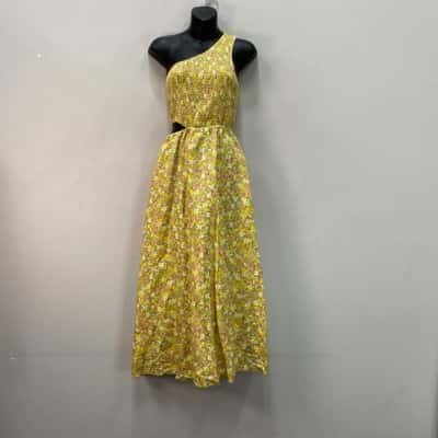 Lily Loves Womens  Size 14 Off The Shoulder Midi Linen blend Dress Floral 