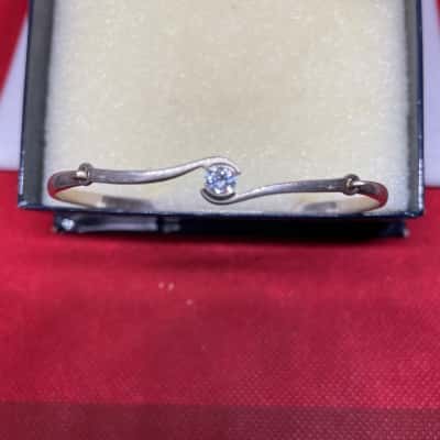  Womens Bangle Silver 925 stamped with CZ stone