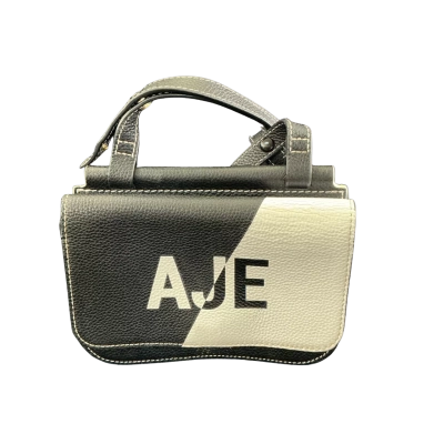 AJE Womens small leather Handbag Black  / White - excellent pre loved condition 