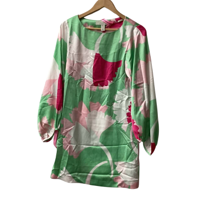 Liquorish  Size 8 Long Sleeve Top /dress Green / Pattern / Pink(e)  