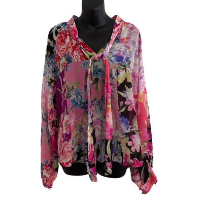 Kachel Womens  Size 6 Long Sleeve Shear Blouse Multicoloured 