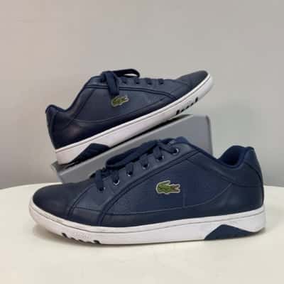 Lacoste Mens  Size 8 Leather Sneakers Blue 