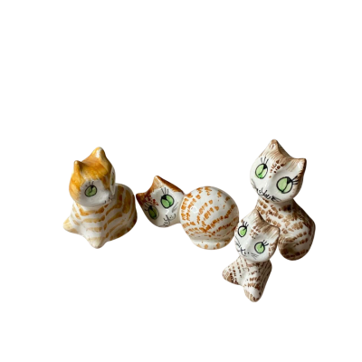 4x Vintage Ceremic Cat Figurines 