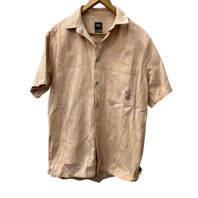 Zara Man Mens  Size L Short Sleeve Shirt Beige 