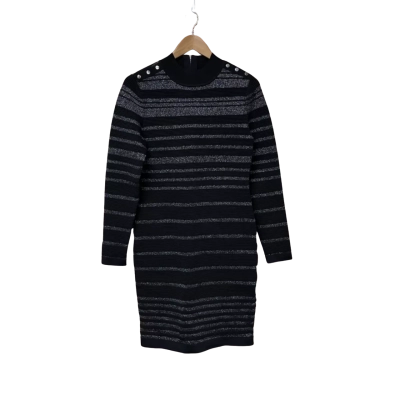 BNWT Karen Millen Womens Size M Black / Silver Knit Dress