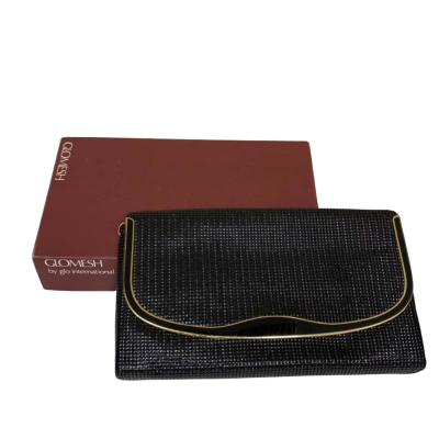 Womens Glomesh Black  / Gold evening bag with strap