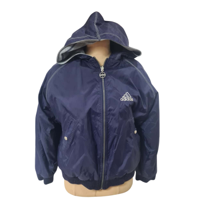 Adidas Womens  Size 14 Reversible Hooded Jacket. Navy Blue & Grey