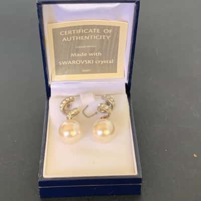 Swarovski Crystal and Pearl Drop Earrings