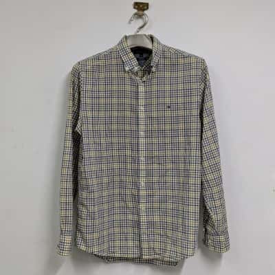 Tommy Hilfiger Mens Blue / Yellow Plaid Long Sleeve Shirt Size M