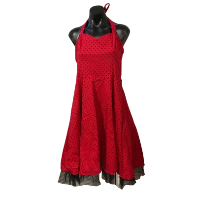 H &R   Size 18 Halter Neck Dress Black  / Polka Dot / Red 