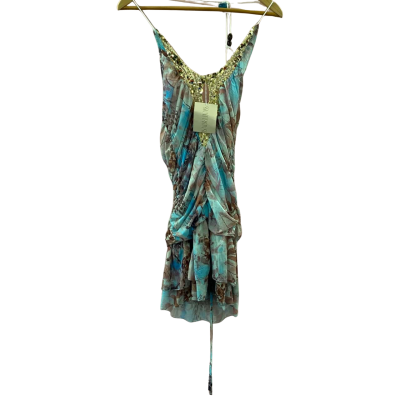 Isabelinass Sequin Beach Cover Up Mini Dress Size S Light Blue/Pink/Brown  