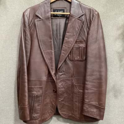  Vintage Leather Jacket Mens  Size 42 