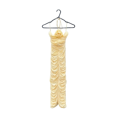 Womens Bianca and Bridgett Size 4 Ruffled Bodycon Dress Cream / Yellow 