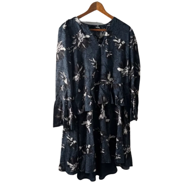 Saba Womens  Size 12 Midi Dress Blue / Floral / White 
