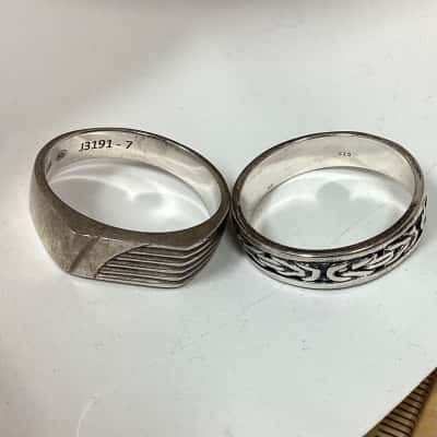 2 Sterling Silver Men’s Rings Size Z 925