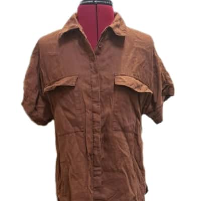 D-Luxe Mens  Size XS Short Sleeve Shirt Brown 