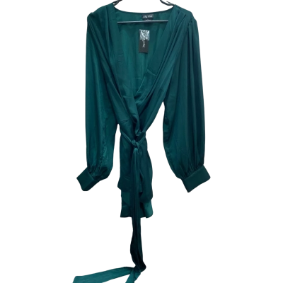 City Chic Womens Size 20 Green Opulent Long Sleeve Wrap Top
