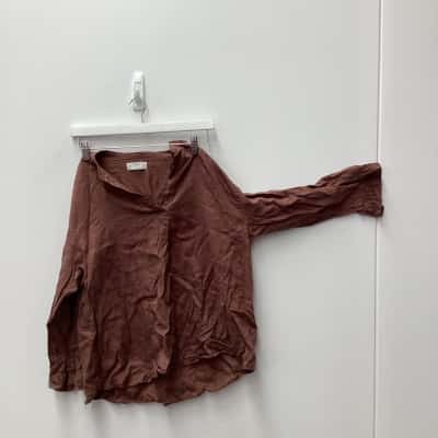 Uniqlo Womens  Size L Long Sleeve Shirt Brown 