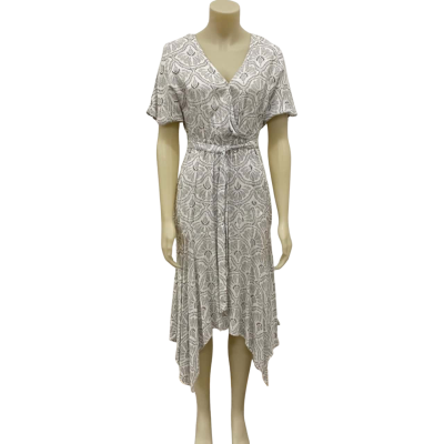 Caroline Morgan Womens  Size 8 Casual Dress Black  / Pattern / White 