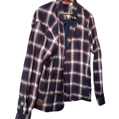  Indian Motorcycle Mens  Size L Long Sleeve Shirt Blue / Maroon 