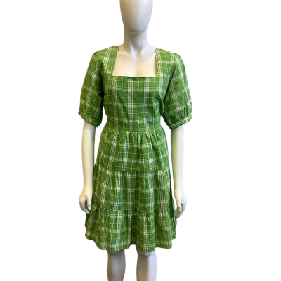 BNWT Dangerfield Women's Size 16 Dazed Tartan Ruffle Dress Green