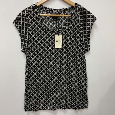  MB by Malene Birger Black & White Nannio Top Size M