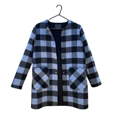 Womens Tahari Size S Winter Coat Black  / Blue / Gingham / Pattern 