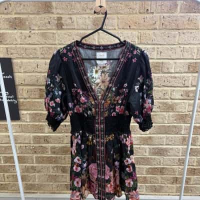 Camilla Womens shirred waistband mini dress Size M 