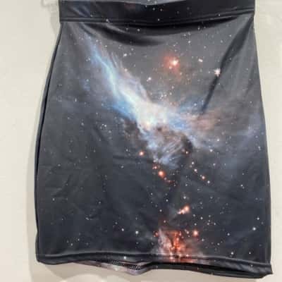 BlackMilk Womens  Size XS Mini Skirt Black galaxy 