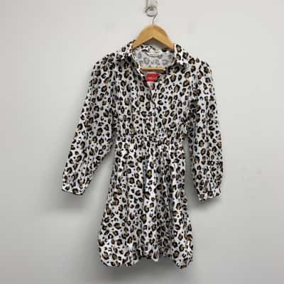 Ollies Place Kids Leopard Print Long Sleeve Dress Size 12 