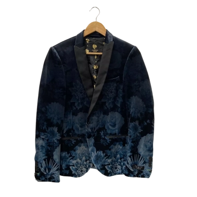  Twisted Tailor Mens  Size 36R Blazer Navy Blue Suede