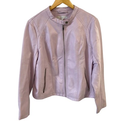 New York & Company Womens  Size L Faux Leather Jacket Lavender