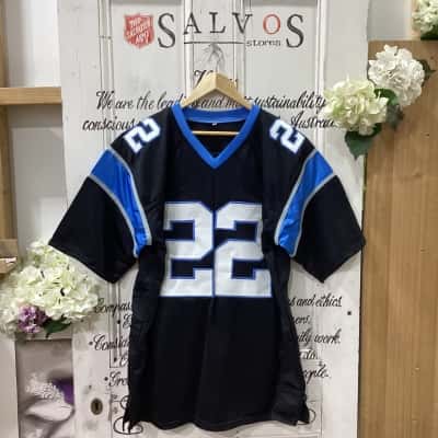 SIGNED CHRISTIAN McCAFFREY JERSEY CAROLINA PANTHERS! Mens  Size XL Jersey Black  / Blue / Pattern / White 