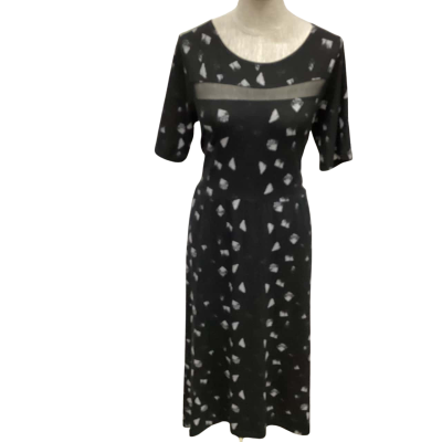 NEW - E - AVANTGARDE-  Womens  Size L Maxi Dress Black  / Pattern / White 