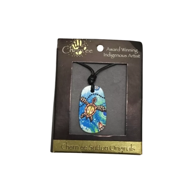 Chern’ee Sutton Originals Aqua Turtle Pendant On Cord Necklace - New