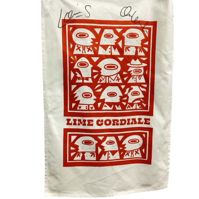 Signed Lime Cordiale Tea Towel Orange / While