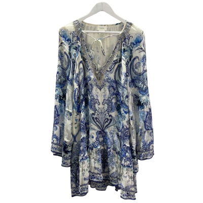 Camilla Women's Size XS 100% Silk A-Line Gathered Panel Dress
