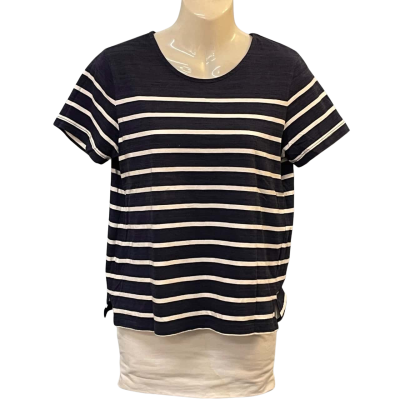 Seed Heritage Womens  Size XS Short Sleeve Shirt / T-shirts Navy Blue / Striped / White 