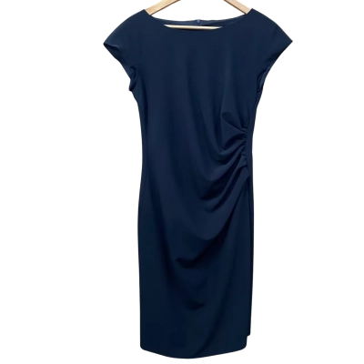 Max Mara Black Ruched Cap Sleeve Dress Size Approx. 8