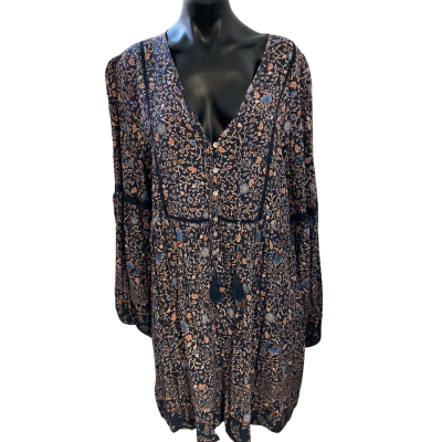 Caroline Morgan Womens  Size 18 Babydoll Dress Blue / Floral 