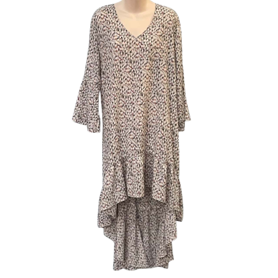 Serafina Womens Size L Maxi/Midi/Short Sleeve Dress Floral/Grey/Pink/White