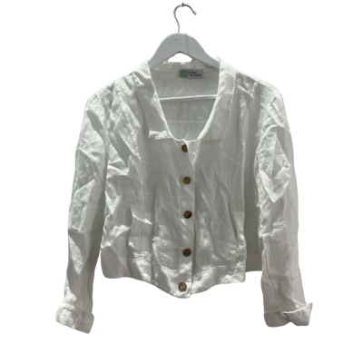 LTDC Women's Size L White Linen Button Up Top