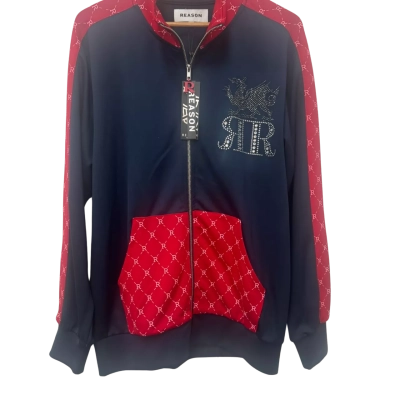 Reason Mens  Size M Front Zipper Navy Blue / Red 