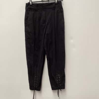 Veronika Maine Womens  Size 10 Straight Leg Pants Black  with laced leg bottoms 