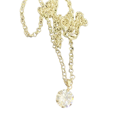  Womens Stirling silver & cubic zirconia solitaire 19cm drop Necklace 